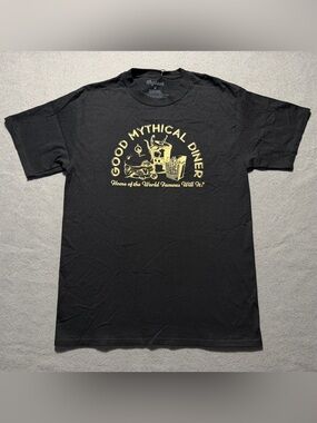 Mythical Men’s Medium Good Mythical Diner Graphic T-Shirt Black NWT